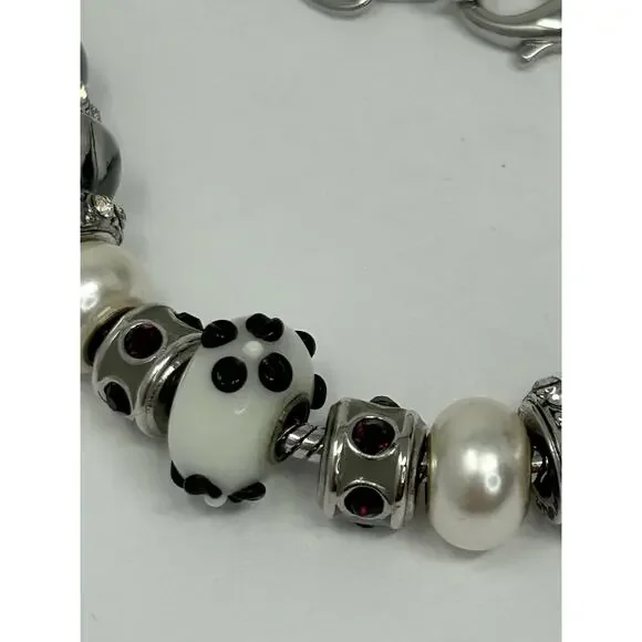 Lot 5 Jewelry Bracelets Costume Bella Perlina Gold Silver Tone Heart Shiny Beads - Picture 5 of 13